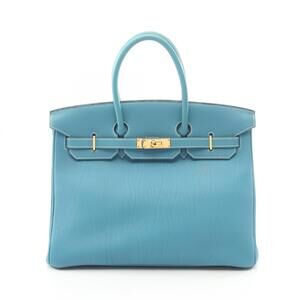 Hermes Birkin 35 Blue Jean Handbag, Togo Leather, Women's, Blue, 027634CC